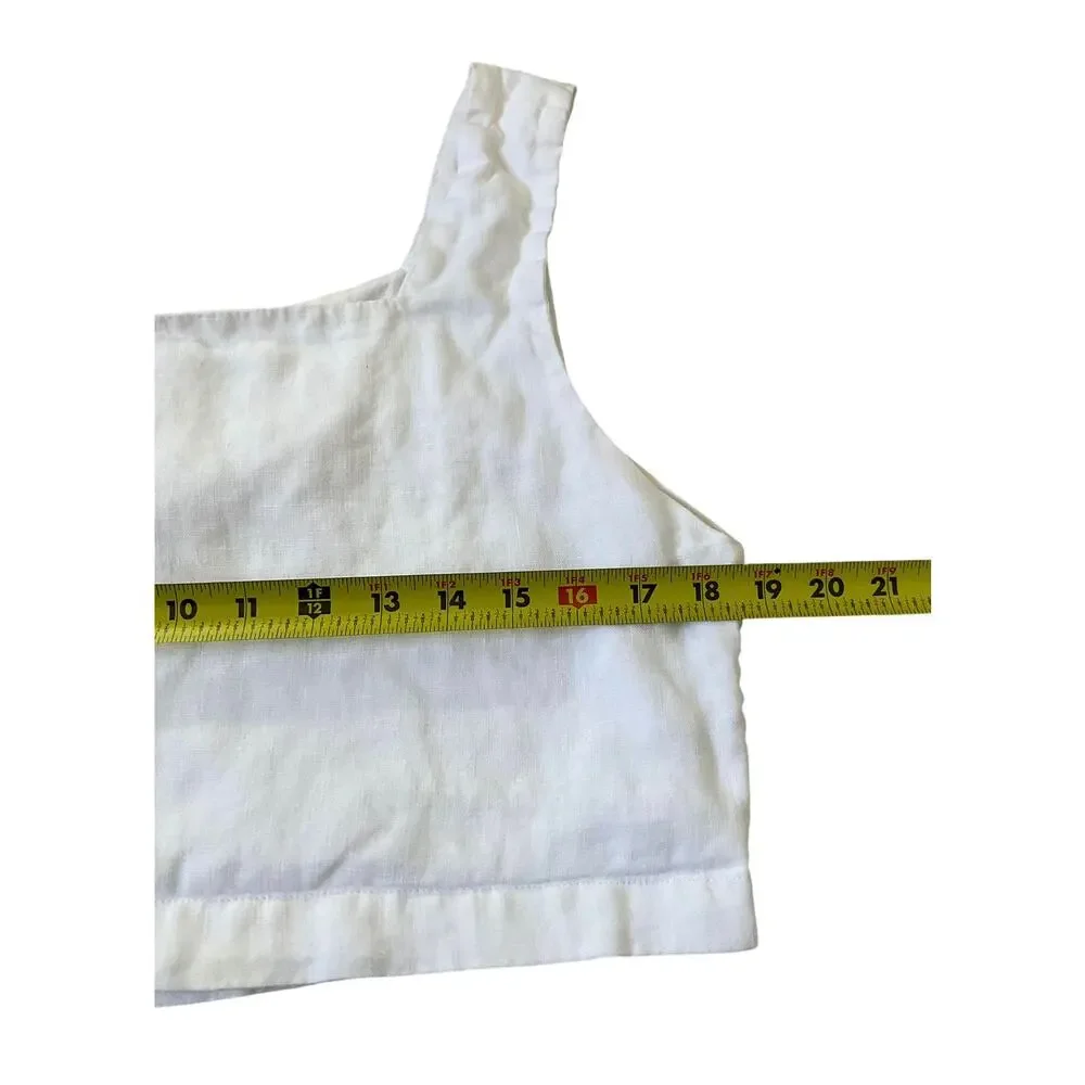 Zara White Linen Crop Top Women Size Large | 13-9 - Picture 5 of 6